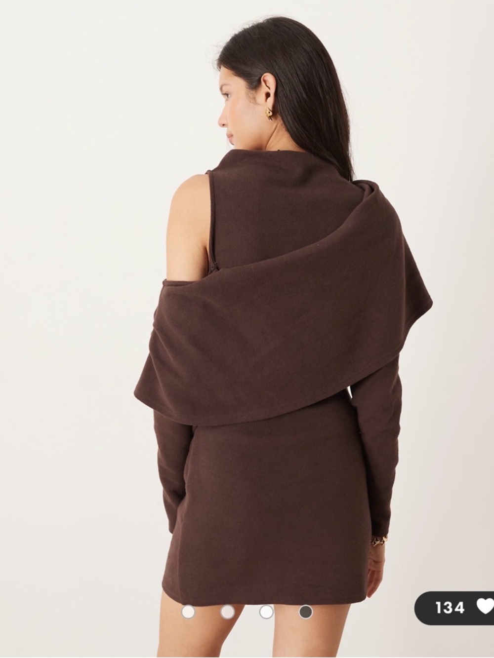ASOS Brown Cold-Shoulder Mini Dress - Picture 2 of 5